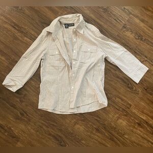 Rafaella Beige Striped Cotton Blend Shirt
